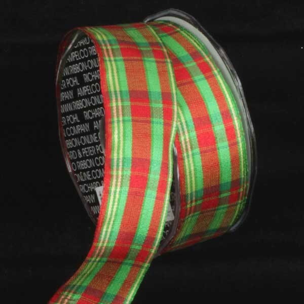 The Ribbon People Red and Green Plaid Wired Craft Ribbon 1.5" x 27 Yards