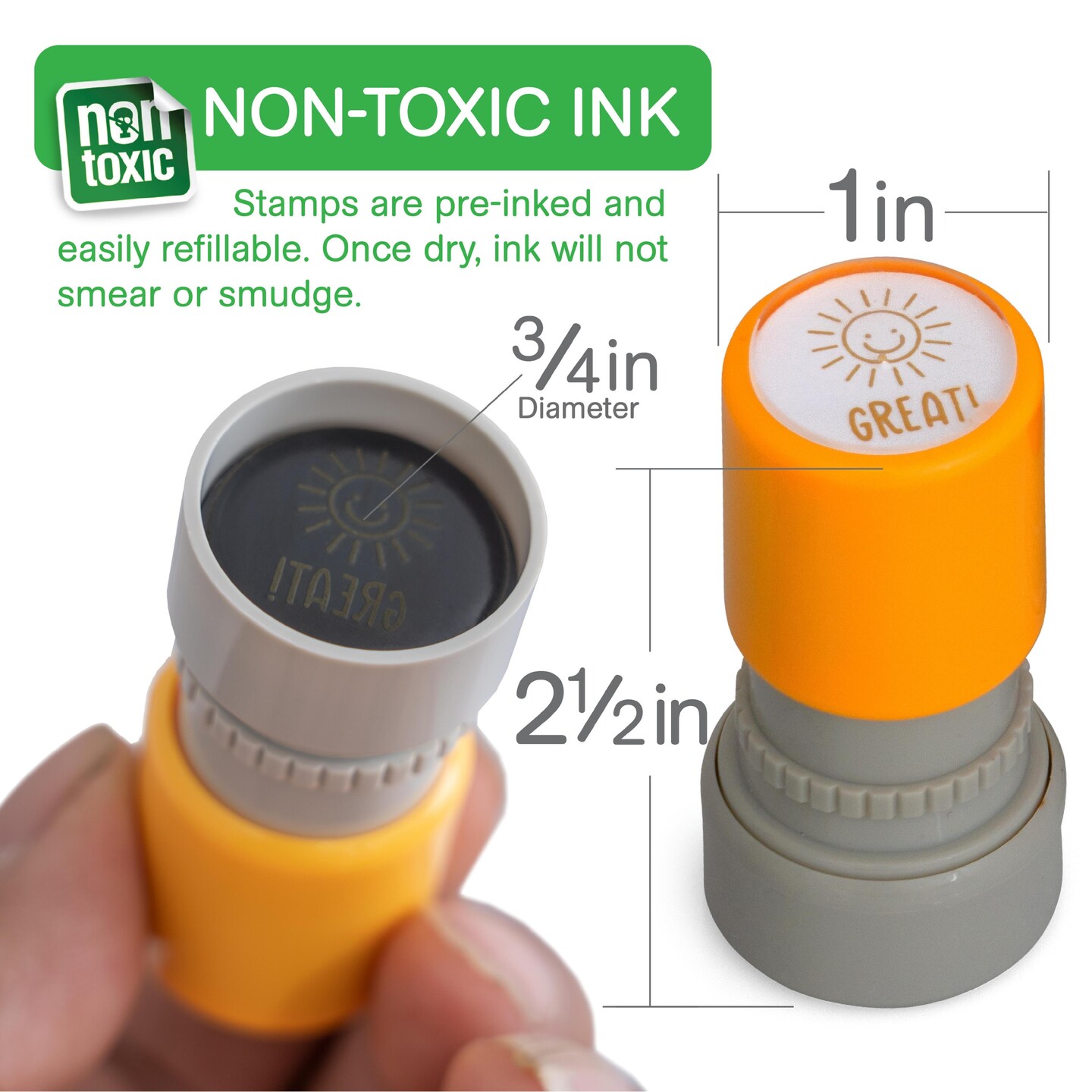 Stamp Joy - Set of 6 Self-Ink Flash Stamp Set, Multicolor Teacher Stamps, Pre-Inked