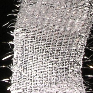 The Ribbon People White and Silver Edge &#x22;Super Flux&#x22; Weave Wired Craft Ribbon 1.5&#x22; x 13 Yards