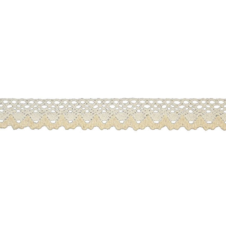 Belagio Cotton Cluny Lace Trim, 1" Wide, Zig Zag Design, Ivory, 25-Yard Bolt