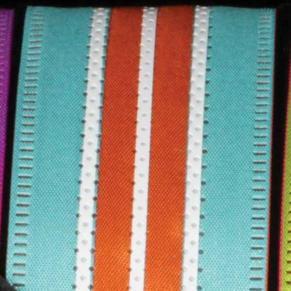 The Ribbon People Teal Blue and Orange Wired Craft Ribbon with Stripes 1.5&#x22; x 40 Yards