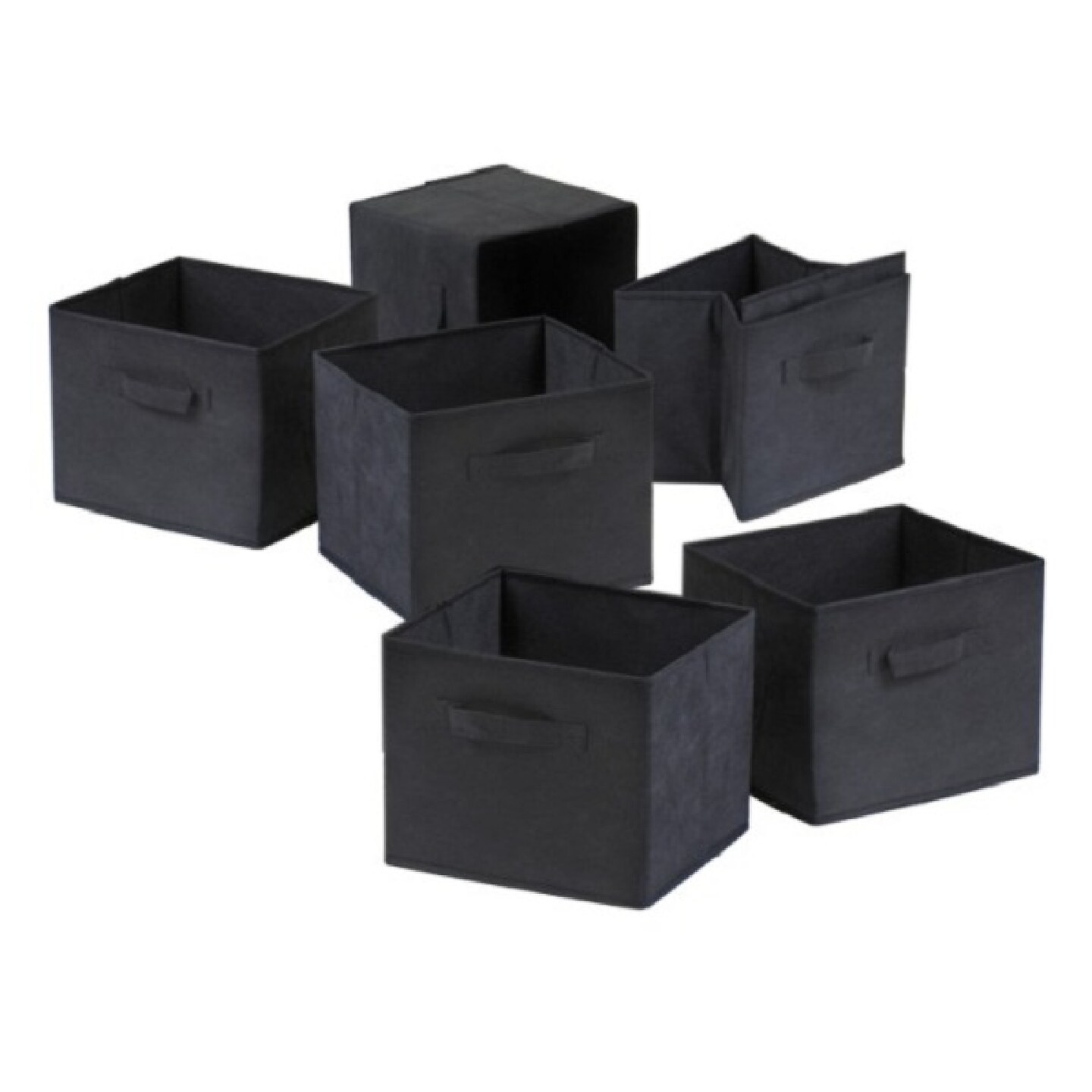 Contemporary Home Living Cuboid Foldable Fabric Baskets - 10.75" - Black - Set of 6