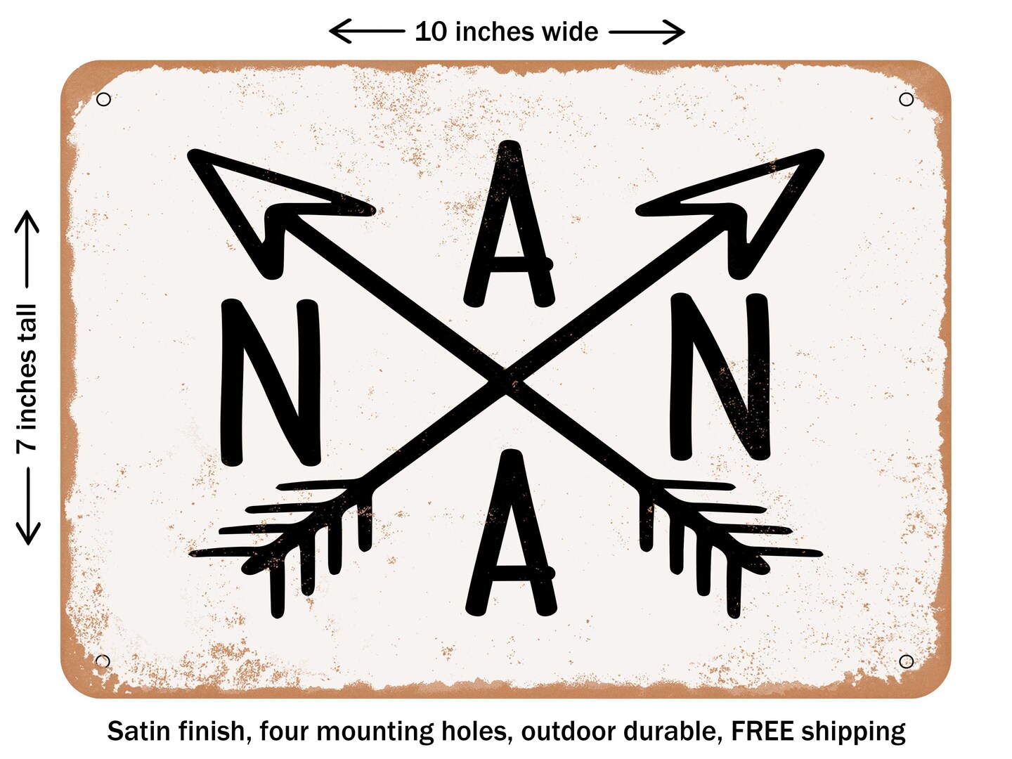 DECORATIVE METAL SIGN - Nana - 3 - Vintage Rusty Look