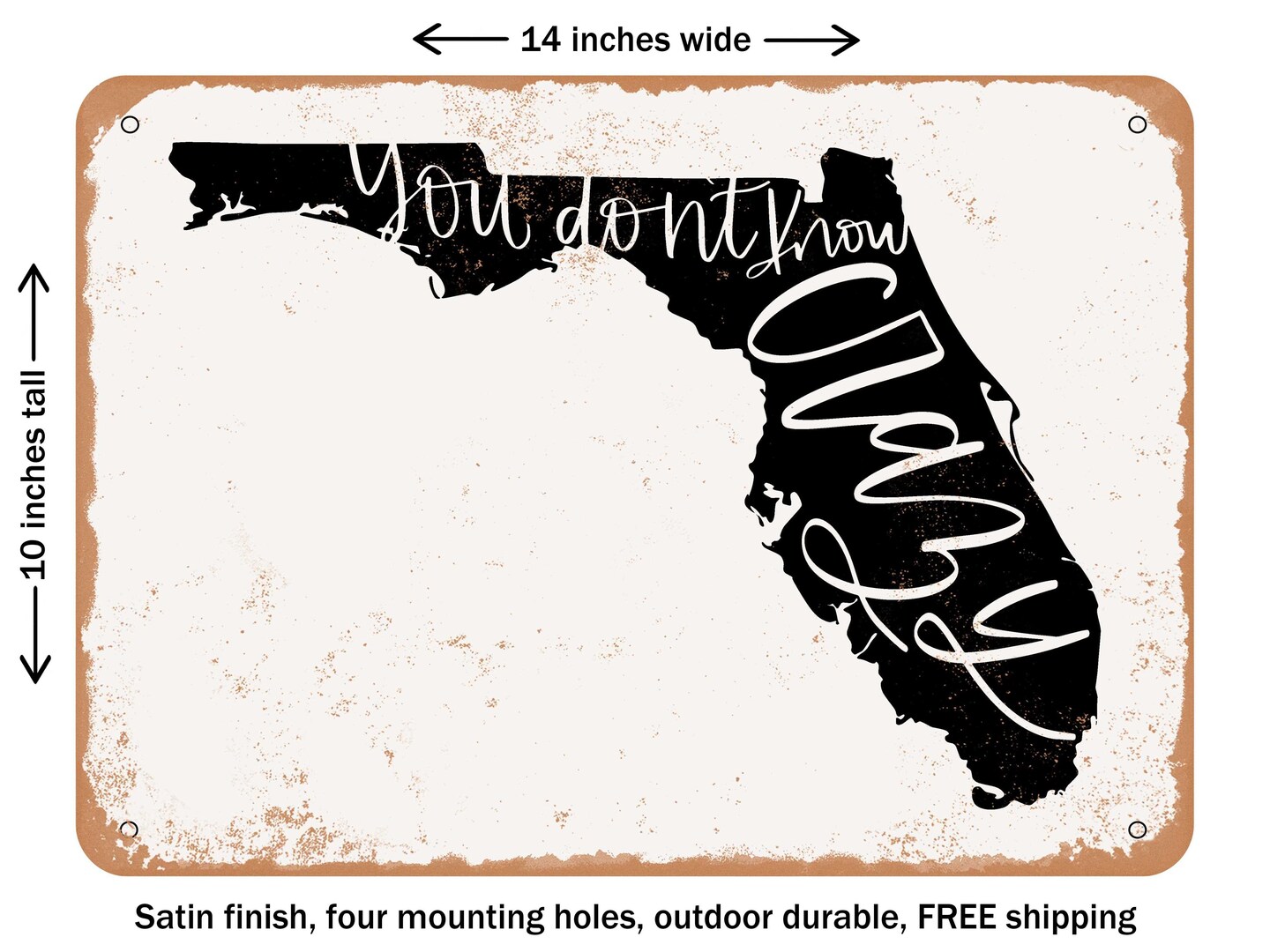 DECORATIVE METAL SIGN - Florida you don&#x27;t know crazy - Vintage Rusty Look