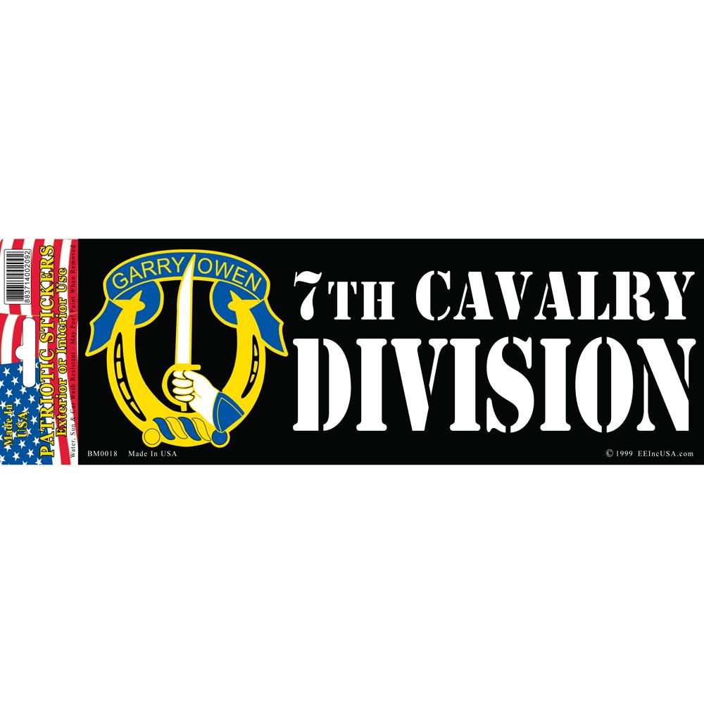 U.S. Army 7th Cavalry Bumper Sticker 3-1/4&#x22;X9&#x22;
