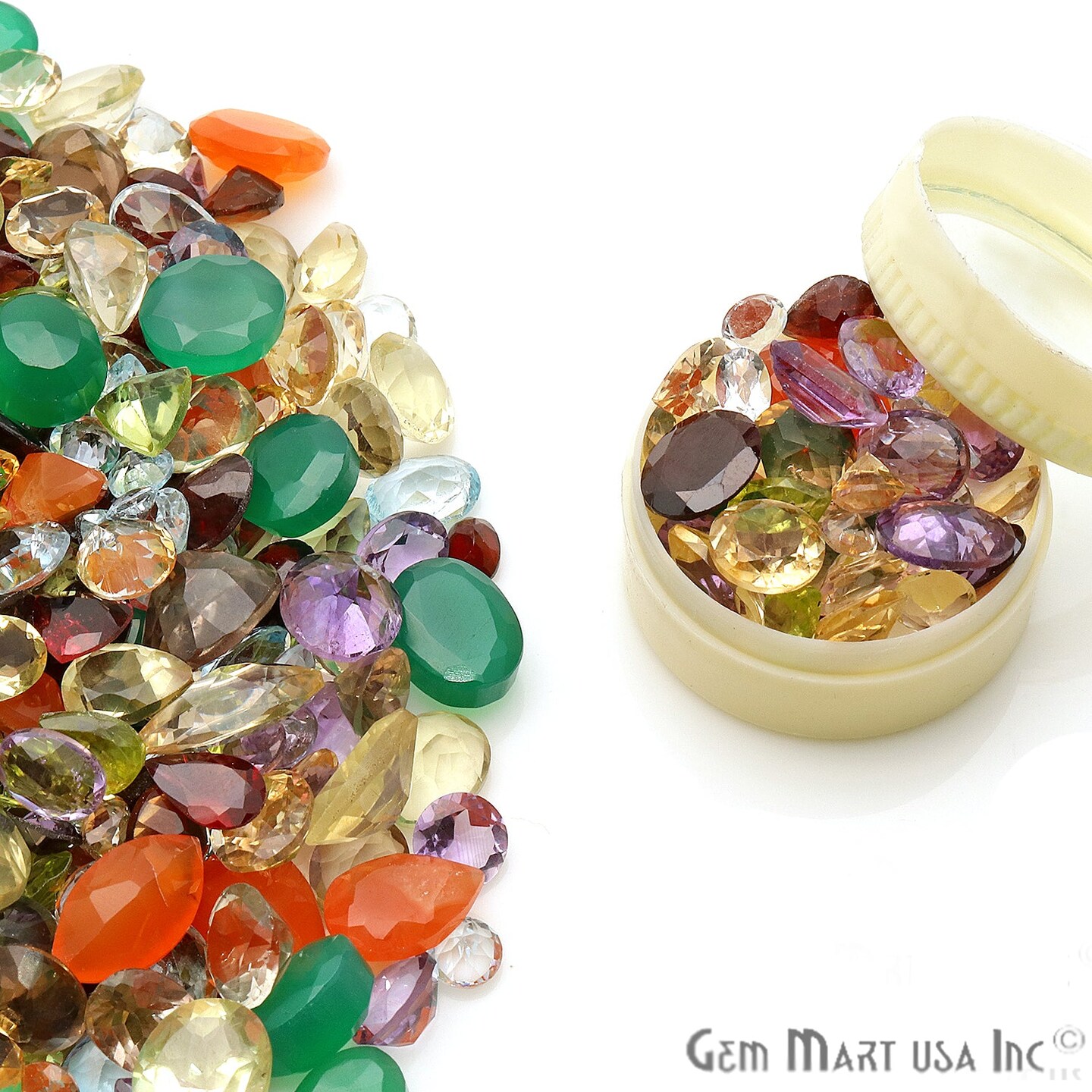 Mix Gemstone, 100% Natural Faceted Loose Gems, Wholesale Gemstones, 6-12mm, 50 Carats, GemMartUSA (MX-60001-50)