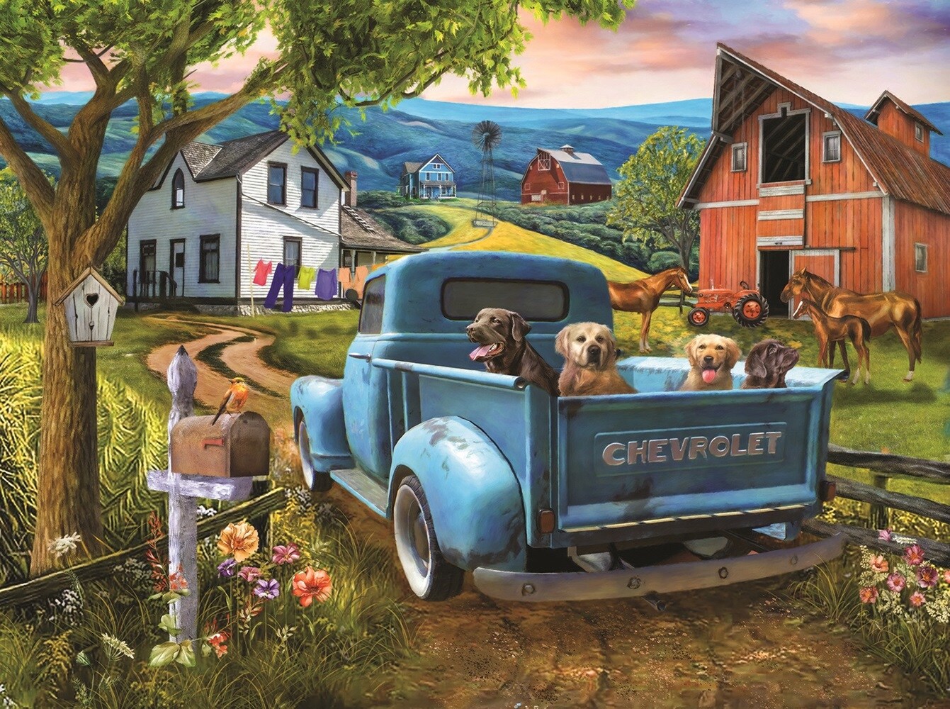 Sunsout A Joy Ride to the Farm 300 pc   Jigsaw Puzzle 29820