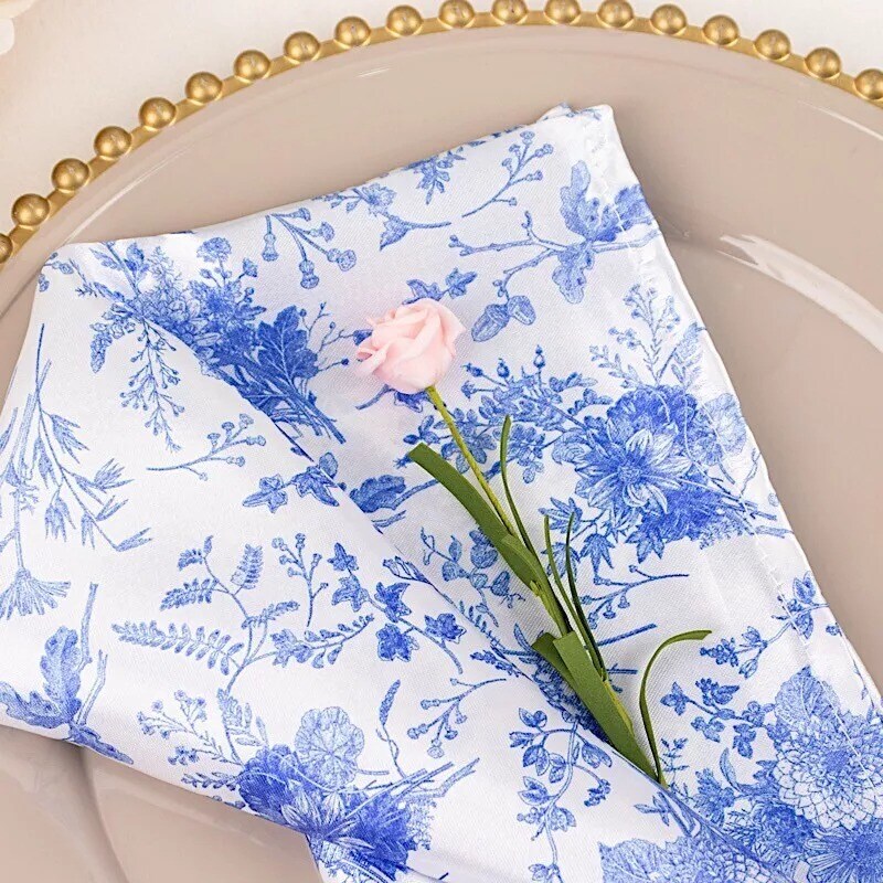 Elegant Floral Satin Dinner Napkins