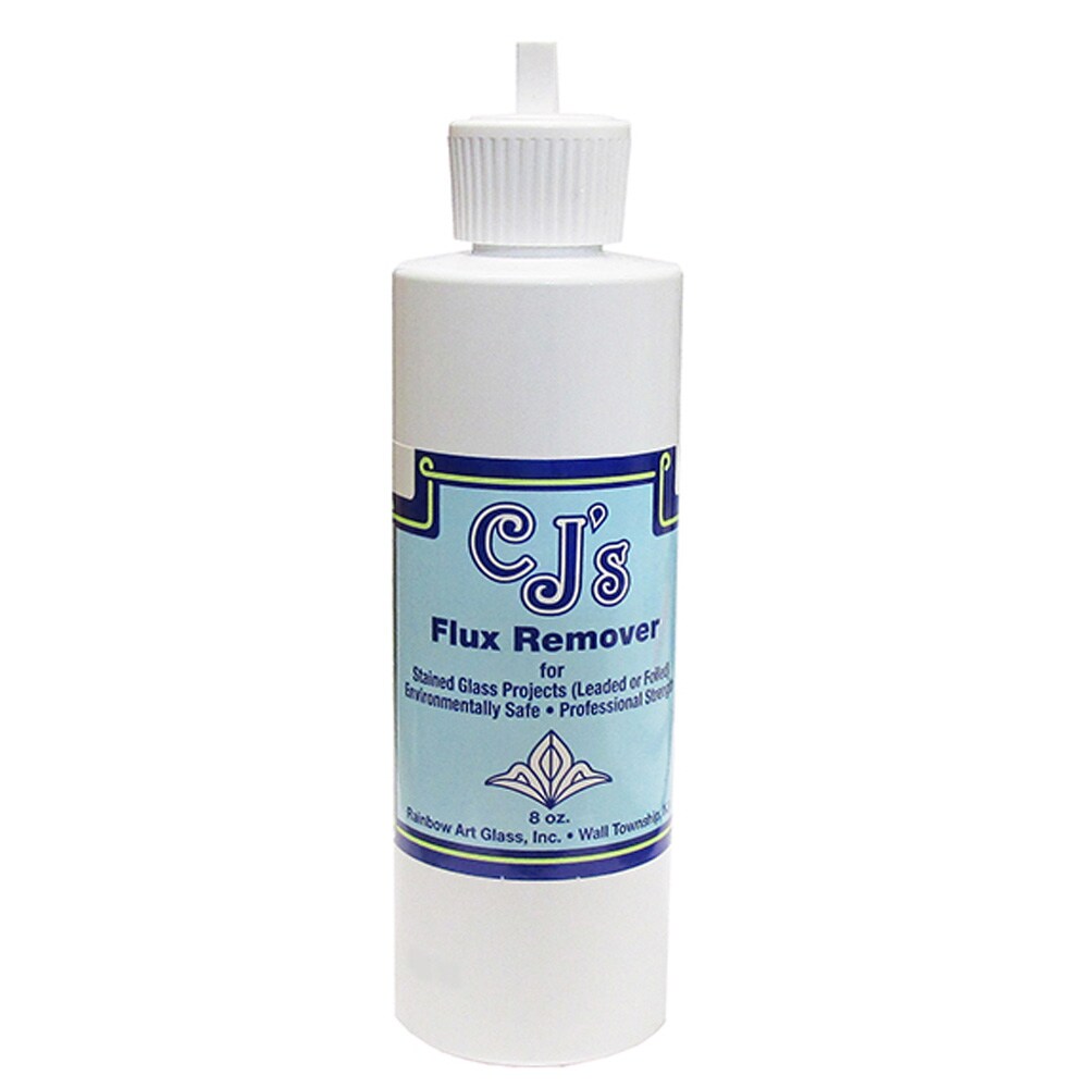 C.J.'s Flux Remover 8oz., Finest for Over 45 Years, Non-Toxic Cleaner for Glass Projects, Pour Spout