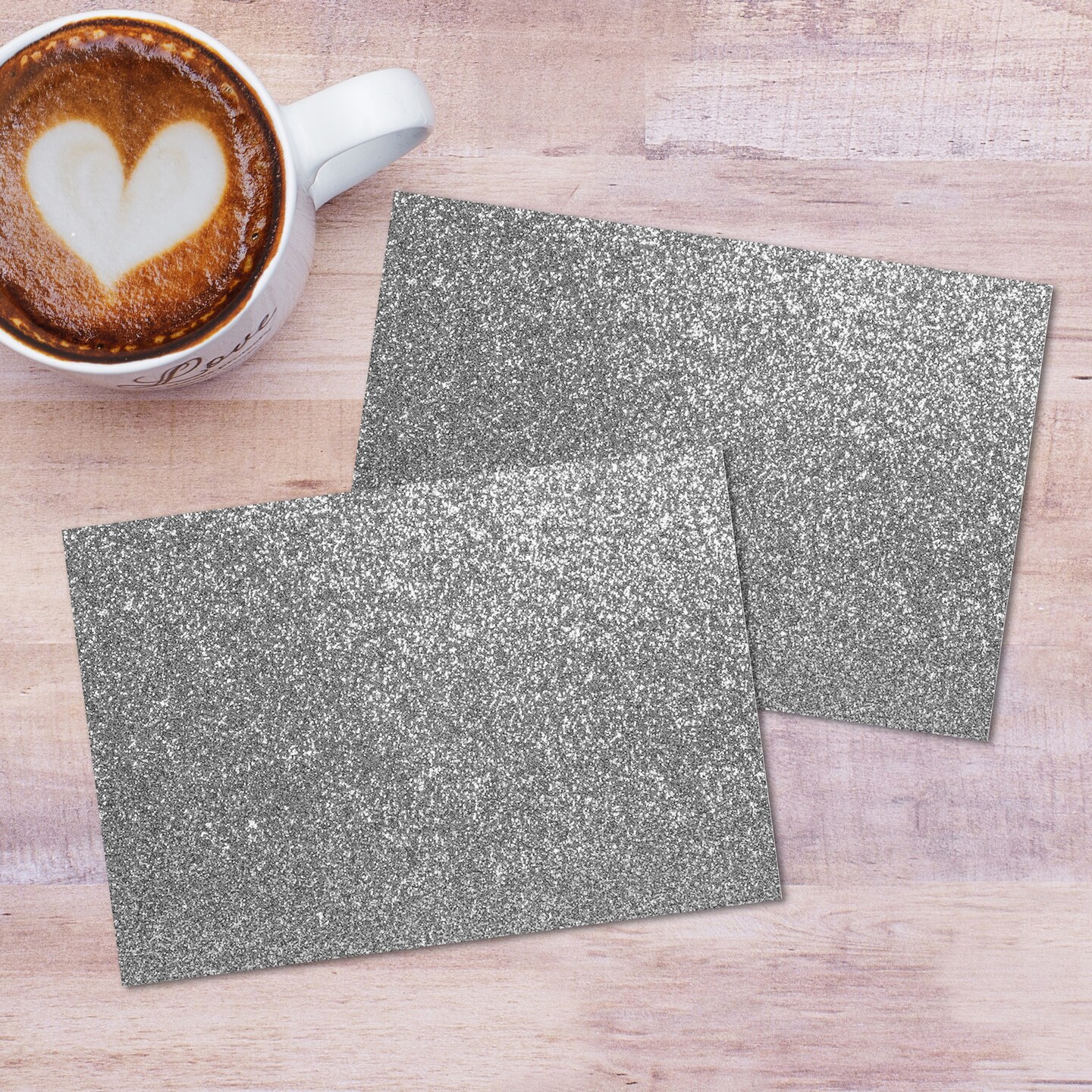 Great Papers! Note Card and Envelope, Silver Glitter, 4.875&#x22; x 3.375&#x22;(folded), White Envelopes, 15 count