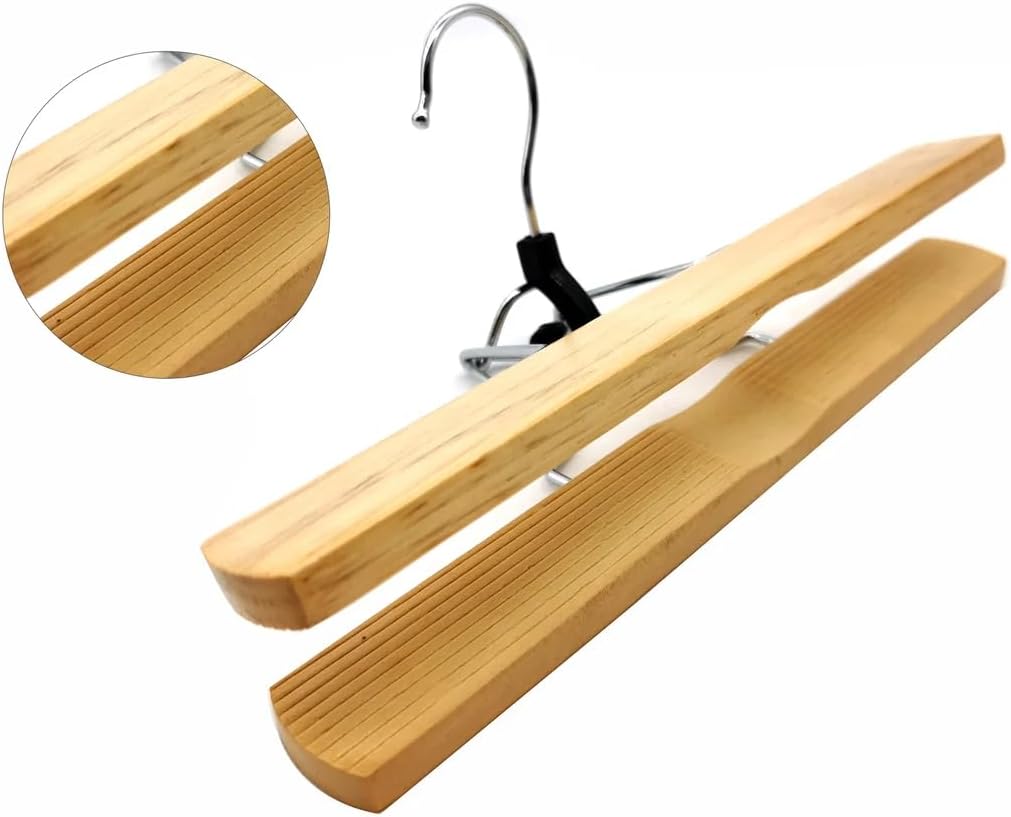 Wooden Pant Hangers - 6 Pack