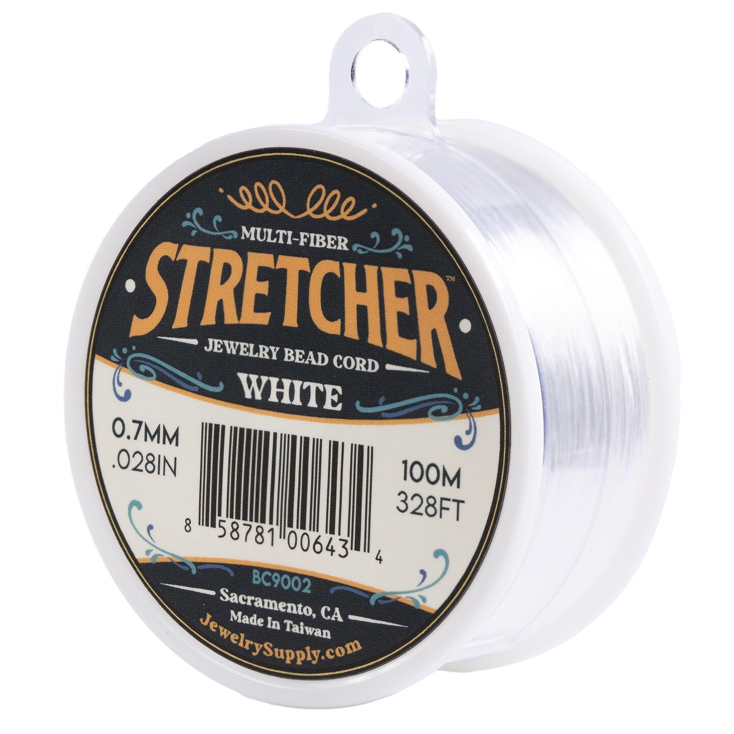 Stretcher Beading Cord &#x2013; Multi-Fiber Stretchy Jewelry Bead Cord &#x2013; White Color, 0.7mm Diameter &#x2013; Jewelry Making Cord for Creating Necklaces, Bracelets, and DIY Crafts