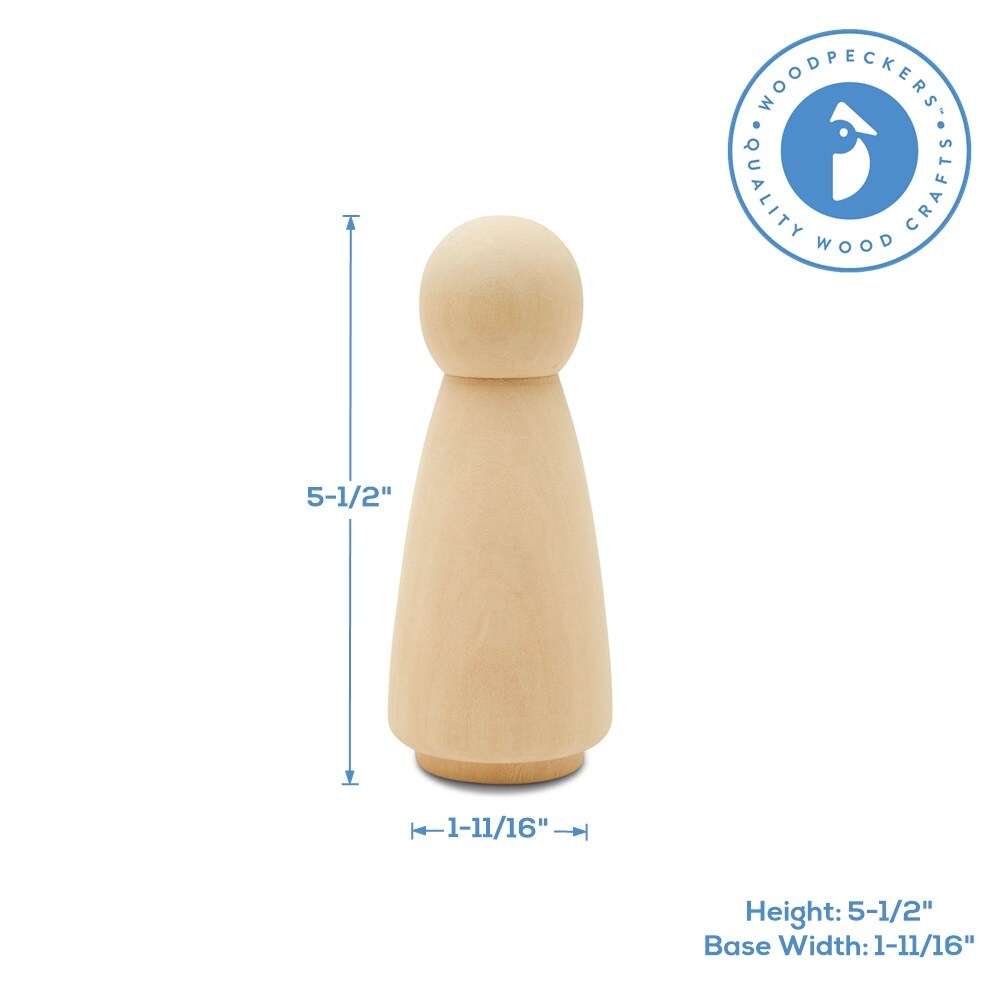 Wood Peg Doll People Unfinished Multiple Sizes of Mom/Angel for Crafts &#x26; Play | Woodpeckers