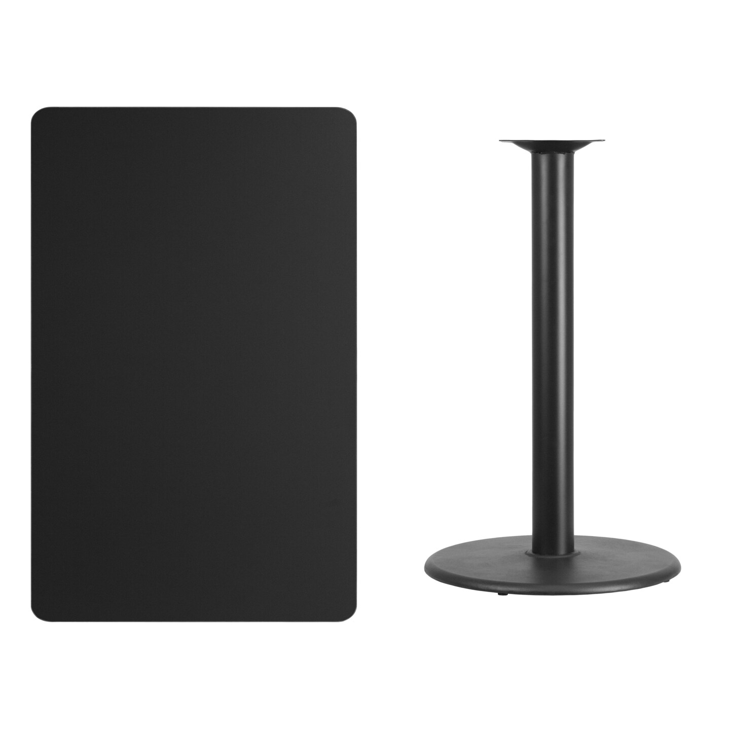 Emma and Oliver 30&#x22;x48&#x22; Rectangular Laminate Bar Table with 24&#x22; Round Base