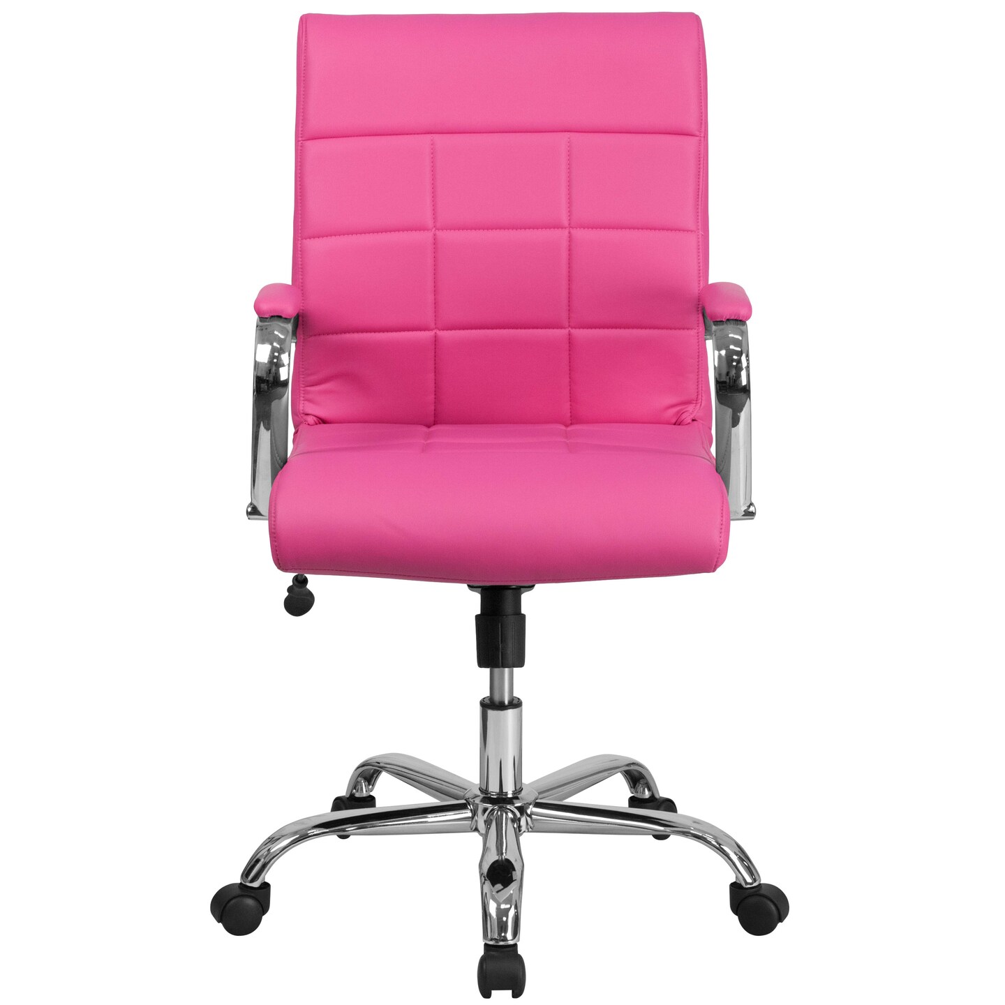 Emma and Oliver Mid-Back Vinyl Executive Swivel Office Chair with Chrome Base and Arms