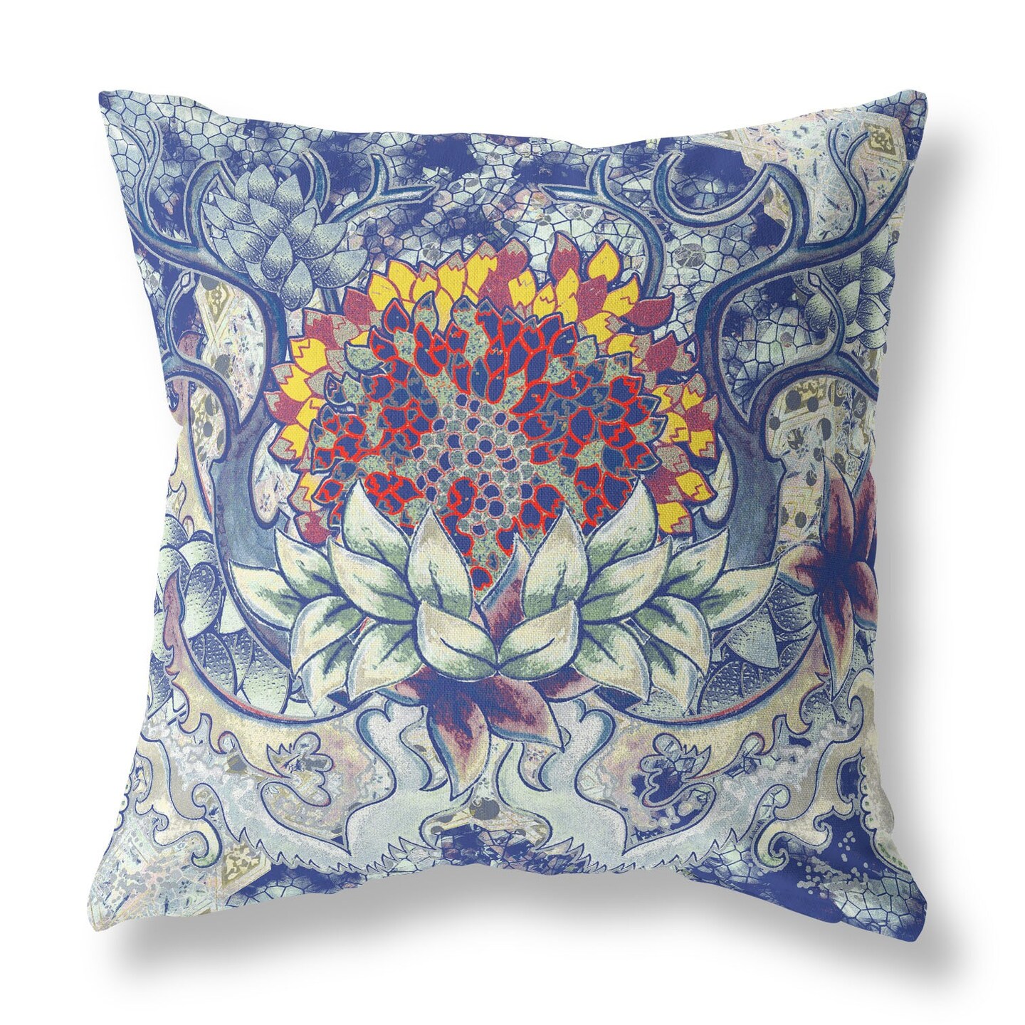 20 Blue Gray Flower Bloom Suede Throw Pillow