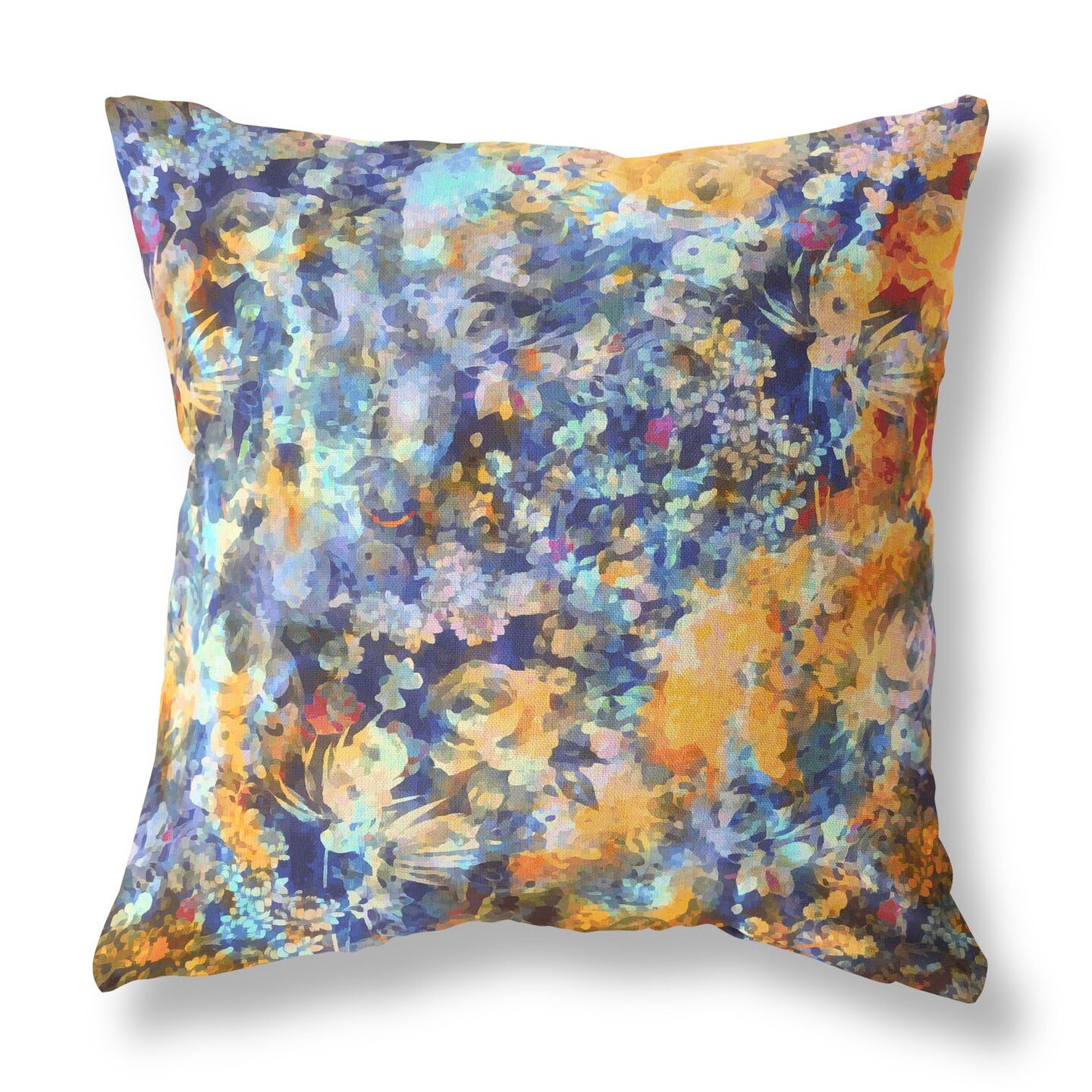 28&#x22; Orange Indigo Springtime Indoor Outdoor Throw Pillow