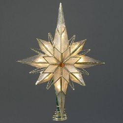 KSA 10&#x22; Multi-Point Star of Bethlehem Glass Gem Christmas Tree Topper - Clear Lights