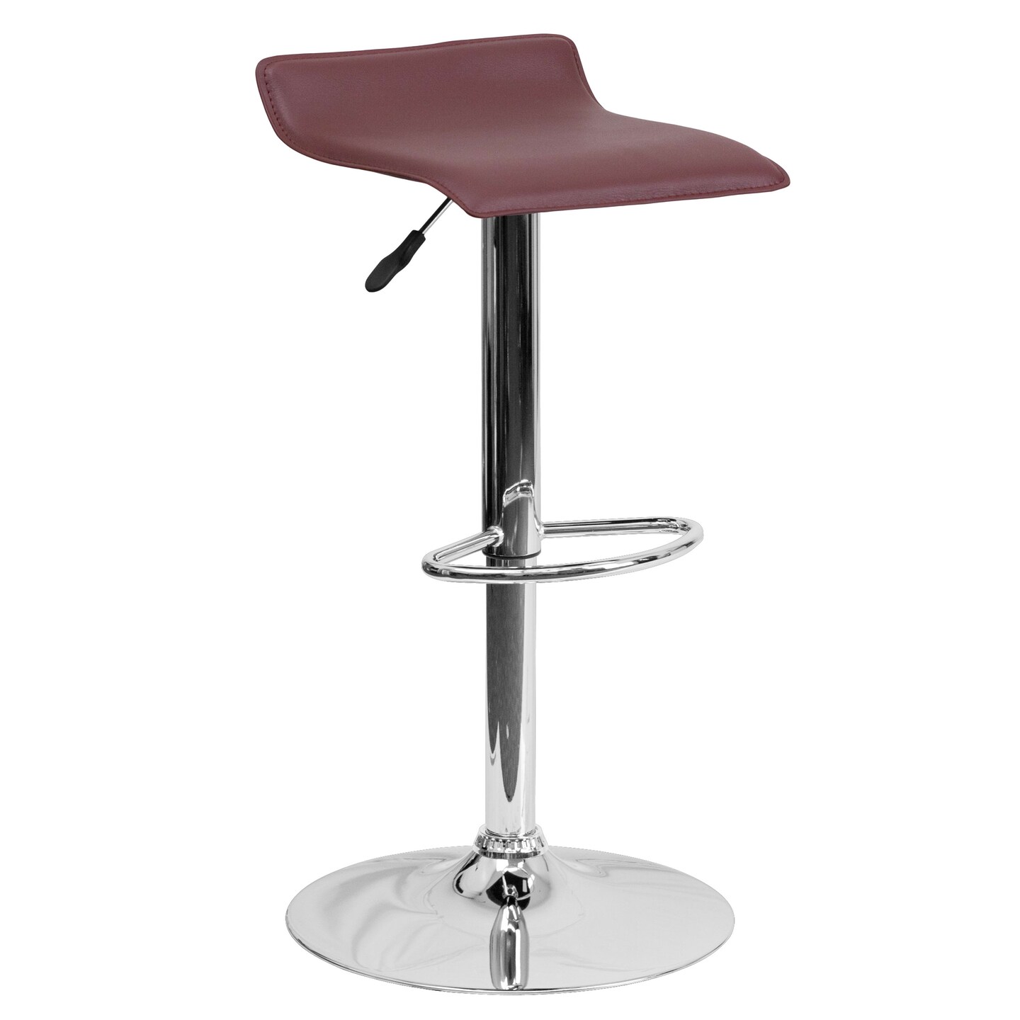 Emma and Oliver Solid Wave Seat Vinyl Adjustable Height Barstool with Chrome Base