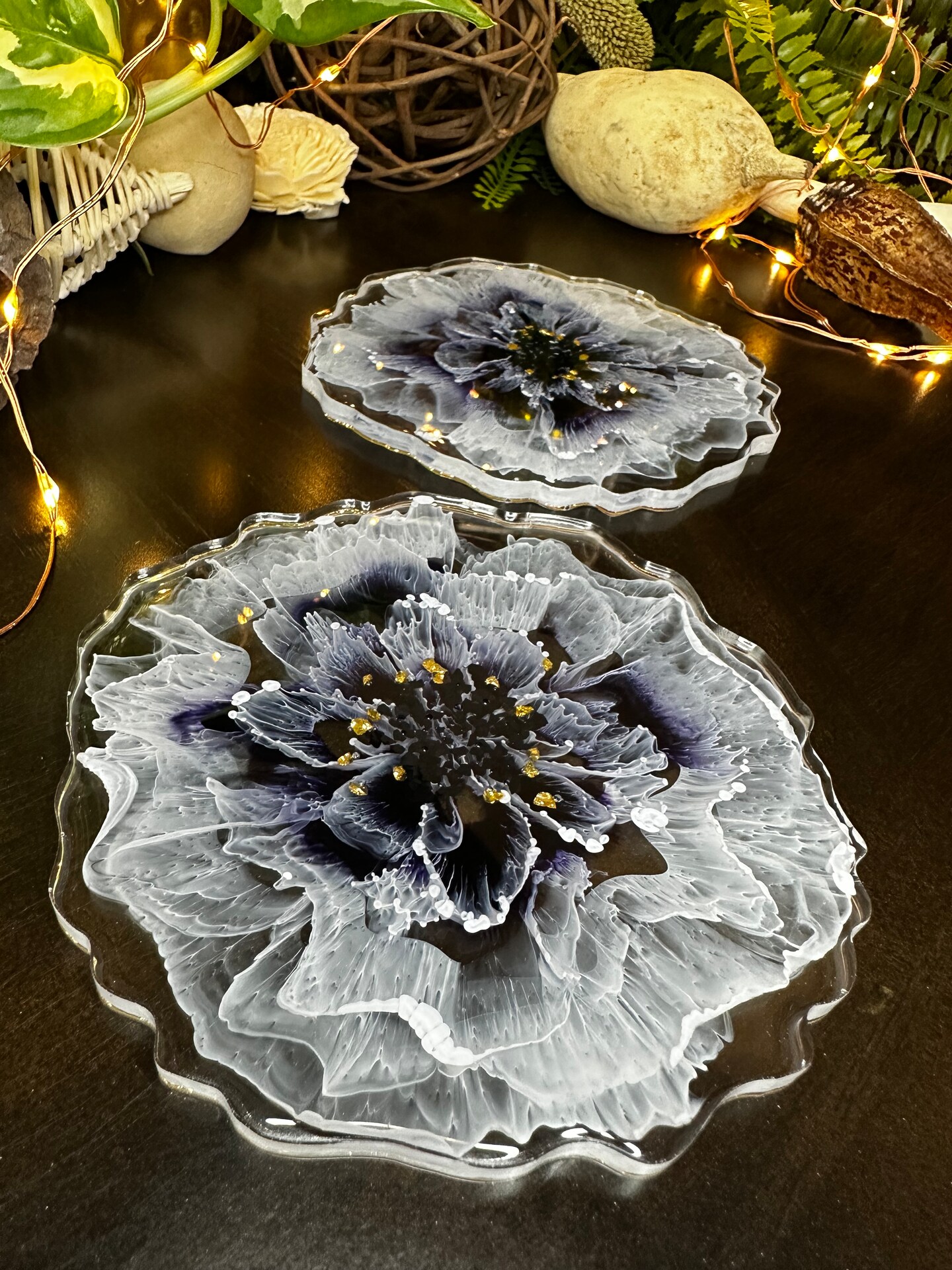 Handmade Lavender Blue Flower Epoxy Resin Coasters Sets, Housewarming Gift,  Gift for her, Resin Art, Home décor, Unique Cute Coaster Set | MakerPlace