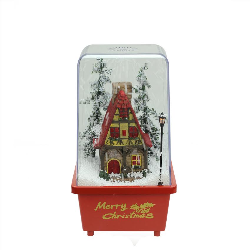 Northlight 11.5" Lighted Musical Snowing House Christmas Table Top Snow Dome
