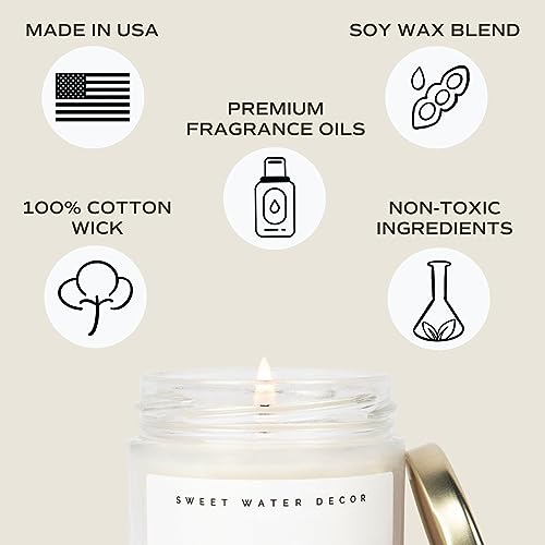 Sweet Water Decor Hello Fall Candle | Cinnamon, Apples, and Clove Autumn Scented Soy Candles for Home | 9oz Clear Jar, 40 Hour Burn Time, Made in the USA
