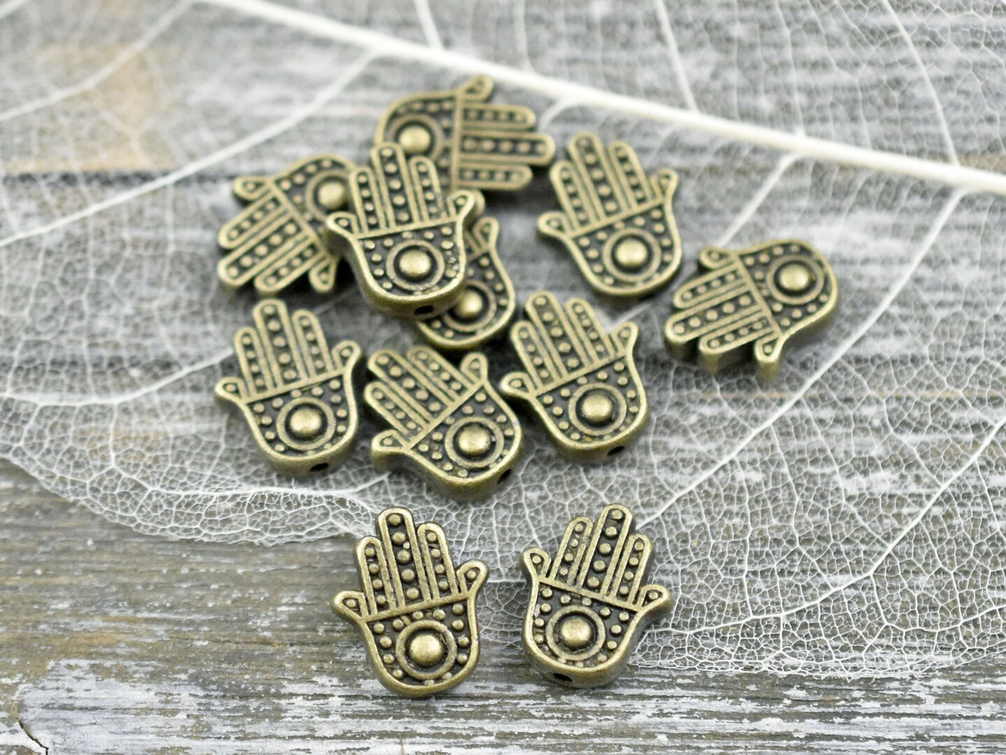 *20* 12x11mm Antique Bronze Hamsa Hand Beads