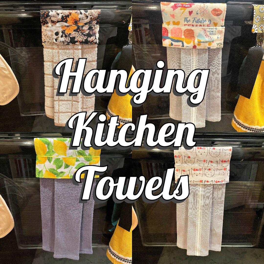 Handmade Hanging Kitchen Towel Set 2 Dish Towels and 2 Dish 