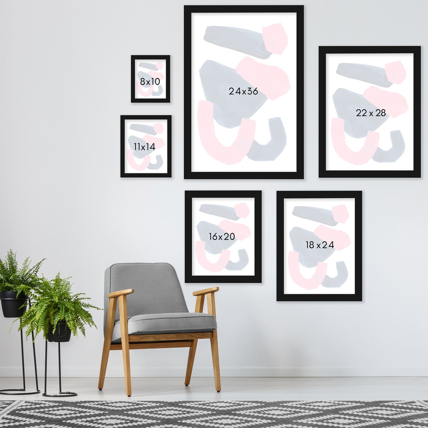 Navy Pink Abstract Shapes by Ejaaz Haniff Frame  - Americanflat