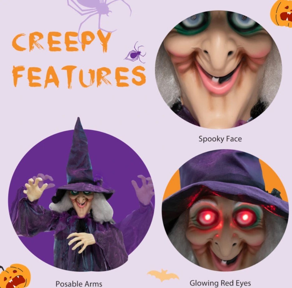 Spooky Hanging Witch - Halloween Decoration with Pre-Recorded Phrases
