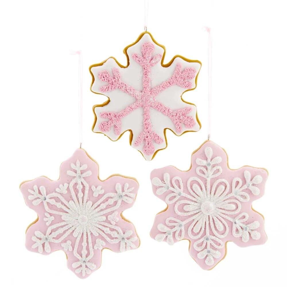 KSA Pack of 36 Pink and White Snowflakes Christmas Ornaments 4.5&#x22;