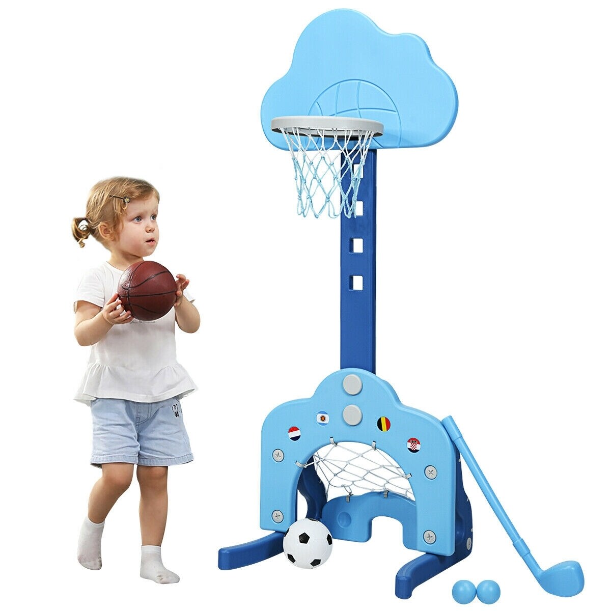 3-in-1 Kids Basketball Hoop Set with Balls Perfect for Indoor-Outdoor Use