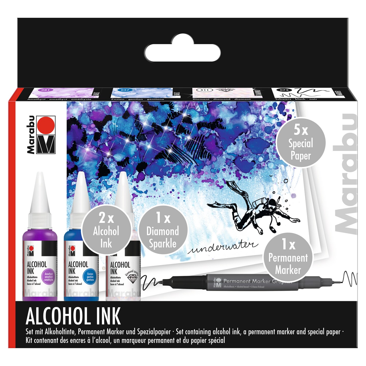 Marabu Alcohol Ink Set, 20ml, Underwater Set
