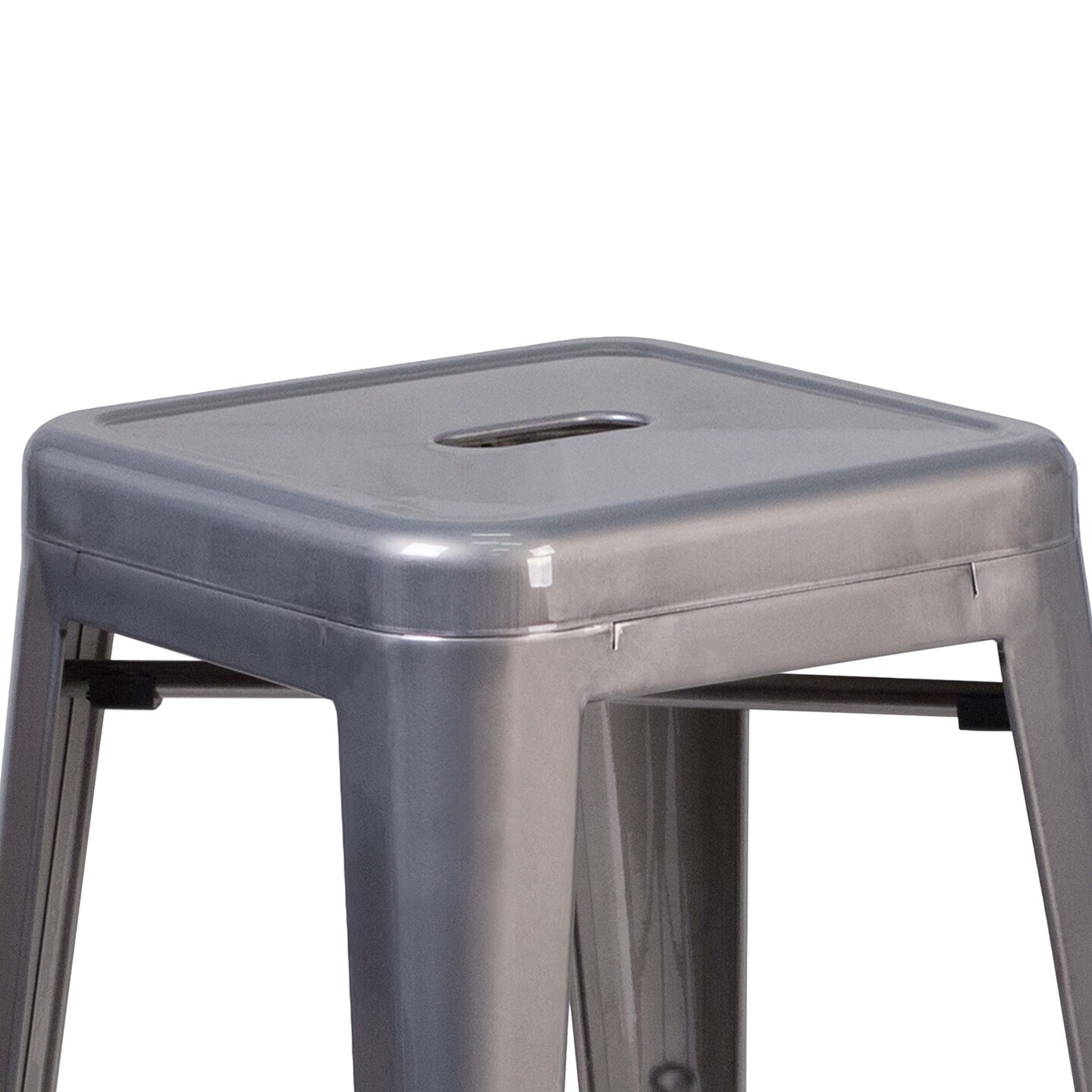 Merrick Lane 24&#x22; High Powder Coated Backless Metal Counter Stool with Clear Coat Finish and Plastic Floor Glides for Indoor Use