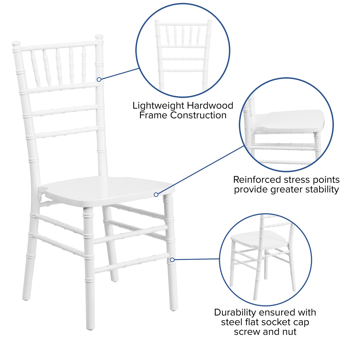 Emma and Oliver Wedding &#x26; Event Wood Chiavari Dining Chair