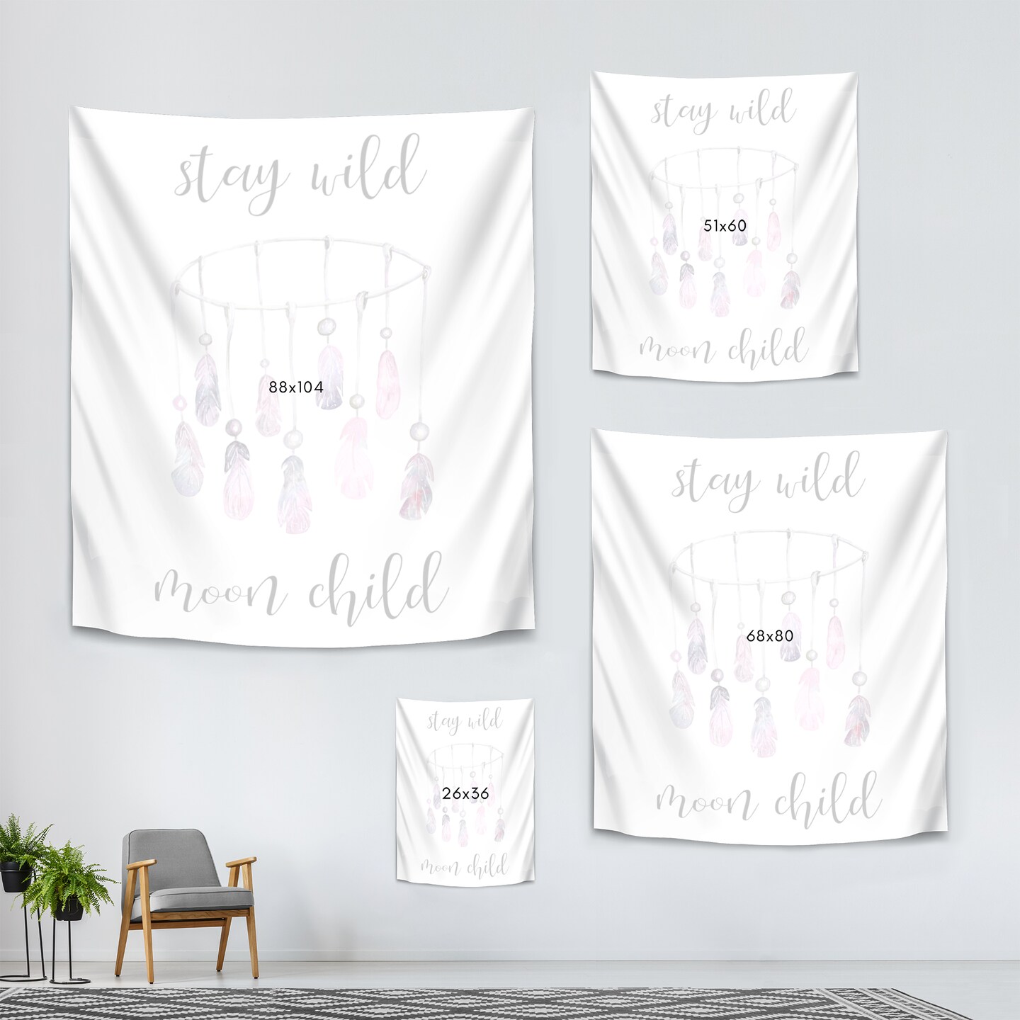 Tribal Pink Stay Wild by Kate Shephard  Wall Tapestry - Americanflat