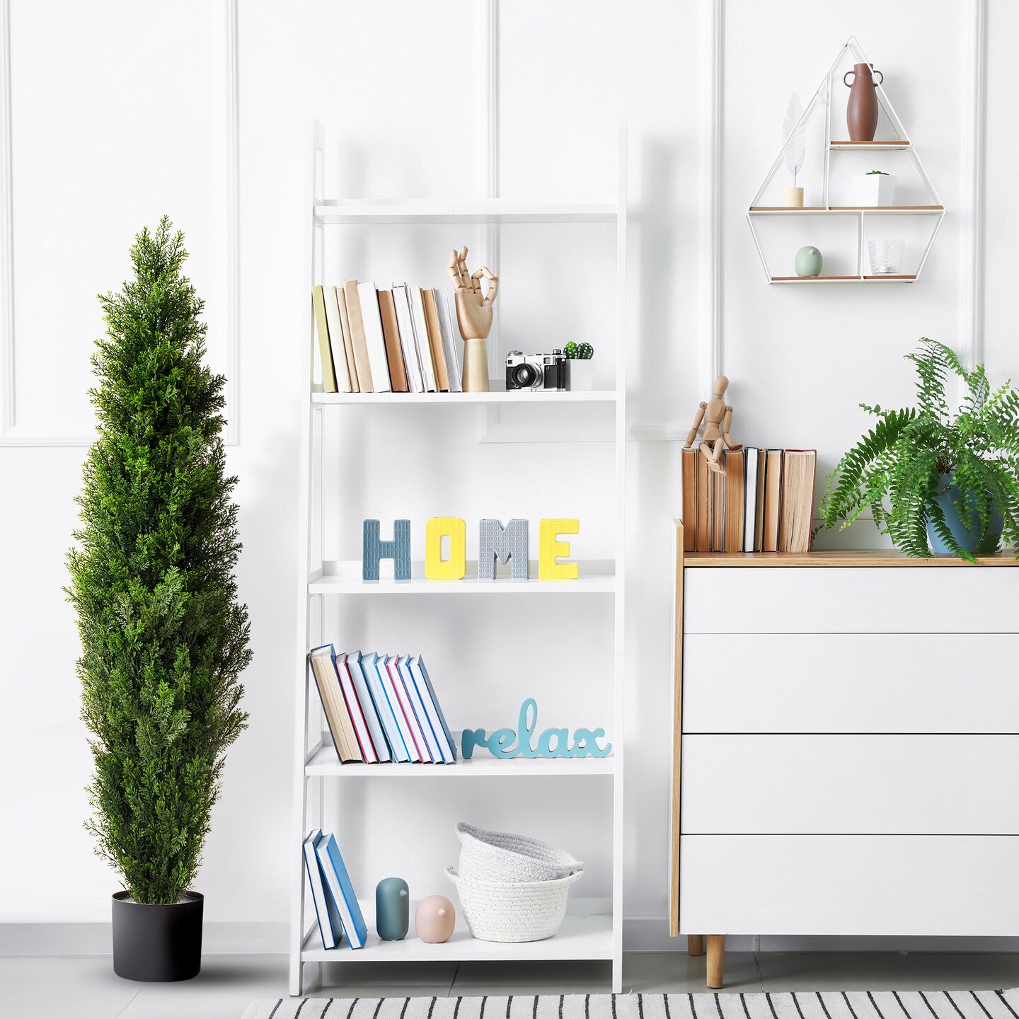 (2 Pack) 60&#x201D; Artificial Cedar Boxwood Topiary Tree