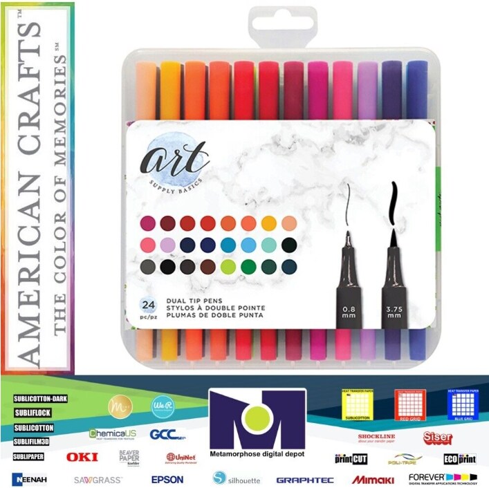 American Crafts 356053 AMC Art Supply Basics Collection Pens Dual Tip 24pc
