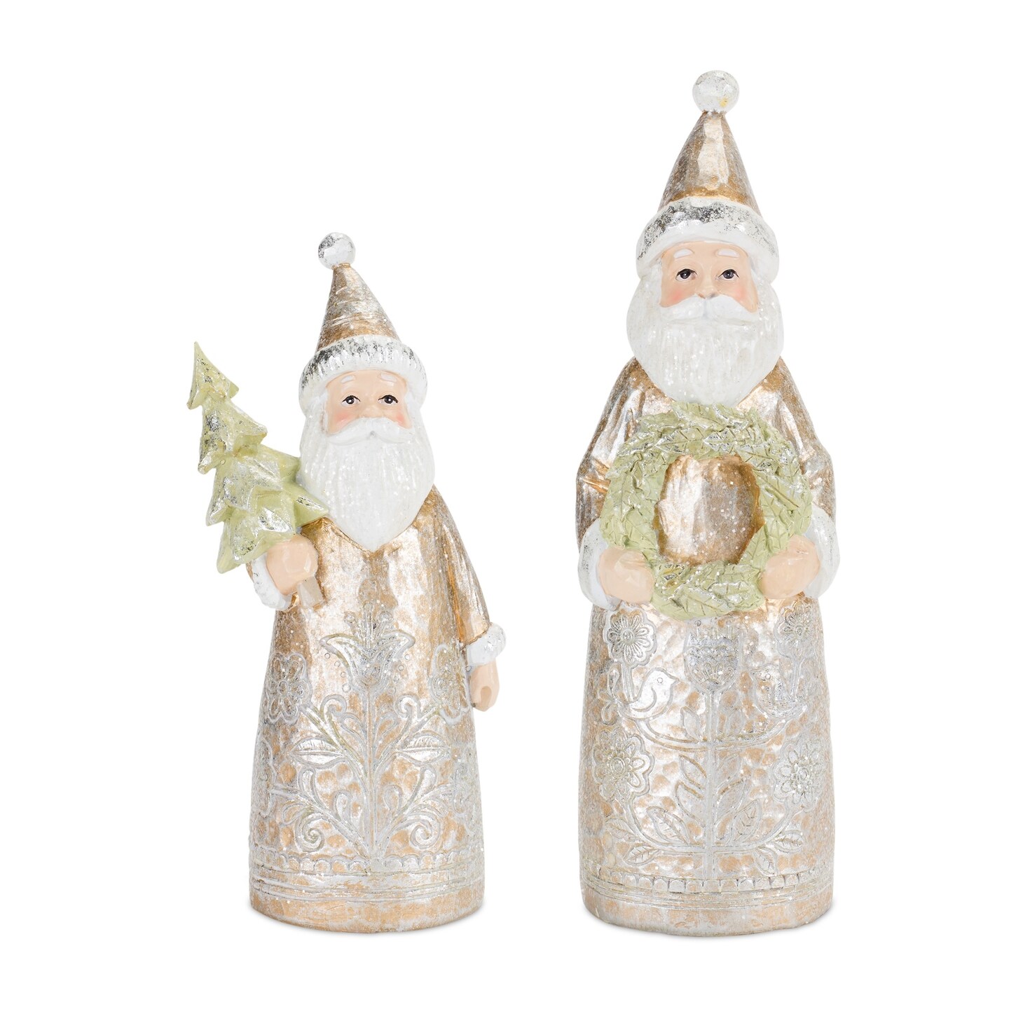 Melrose Set of 2 Santa with Tree and Wreath Christmas Tabletop ...