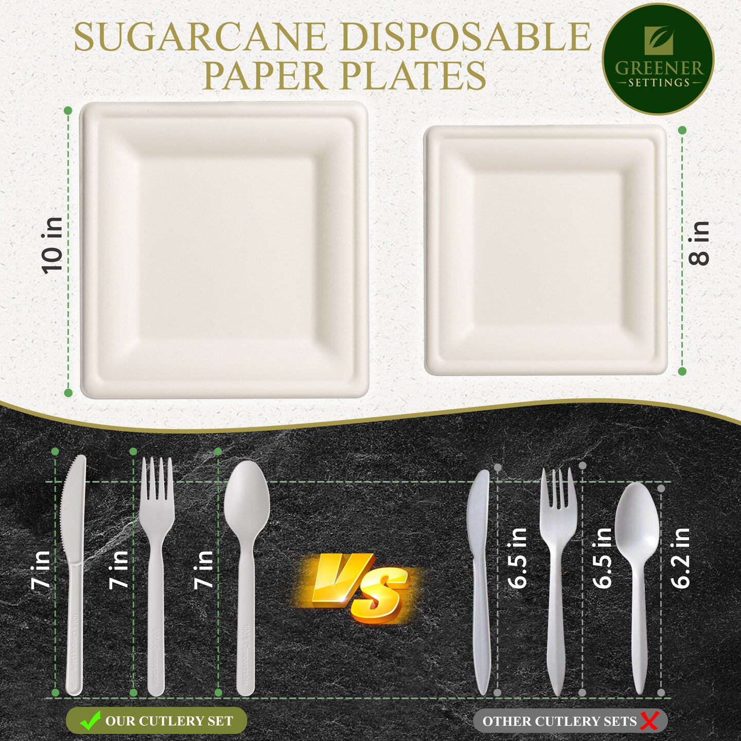 Disposable Paper Plates Cutlery Party Supply Kit for 50 Guests (Set of 50)
