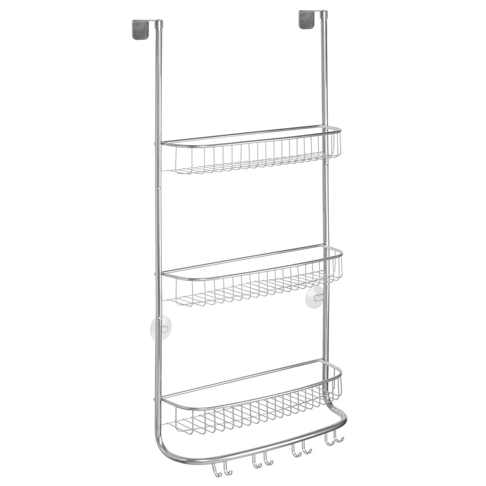 mDesign Metal Hanging Over Shower Door Caddy, Bathroom Storage Organizer