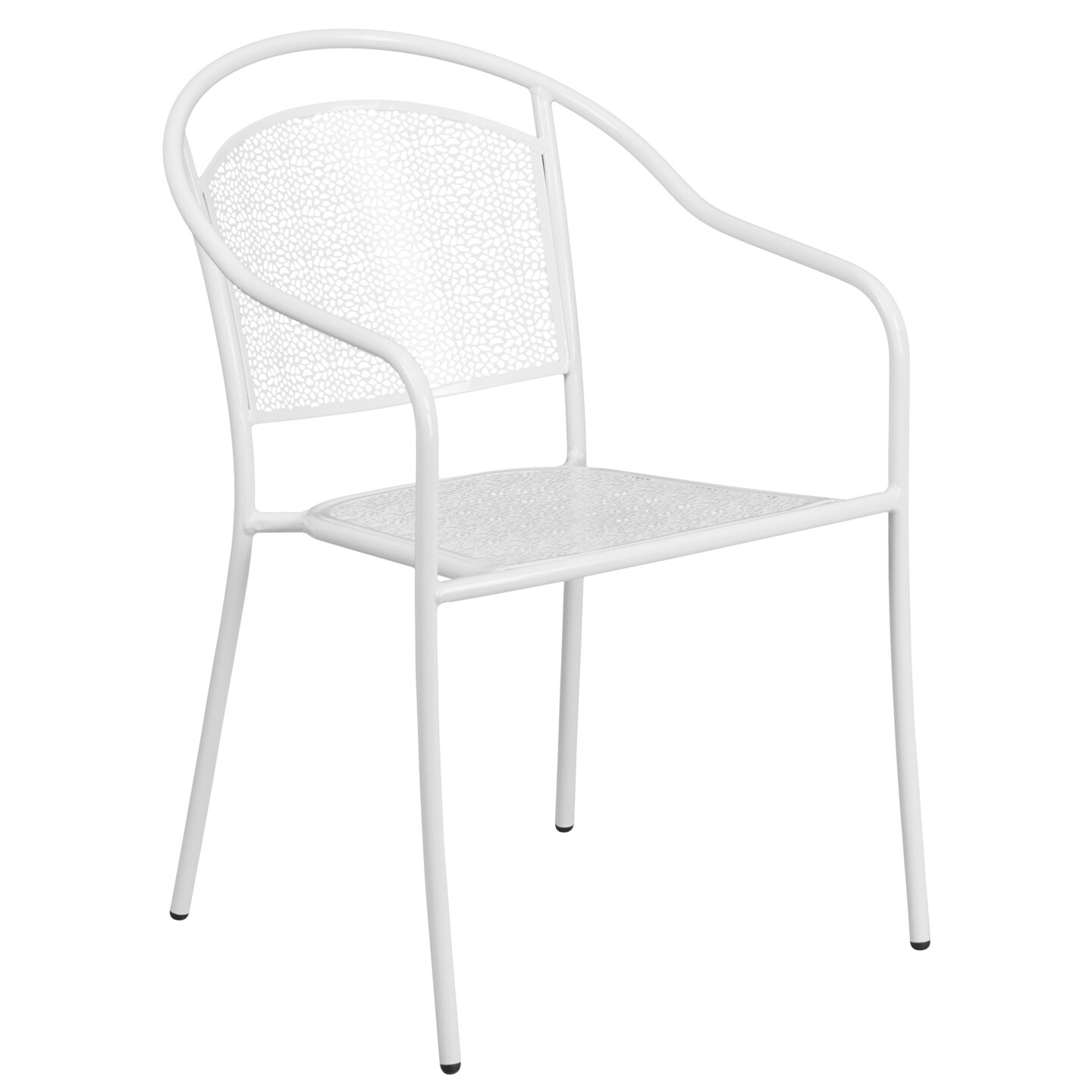 Emma and Oliver Commercial 35.25" Round Metal Garden Patio Table Set w/ 4 Round Back Chairs