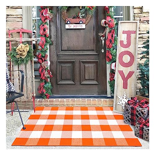 KILOCOCO Halloween Door Mat 27''x43'' Orange Outdoor Rug for