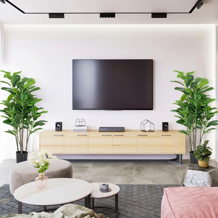 51 Inches 2-Pack Artificial Fiddle Leaf Fig Tree for Indoor and Outdoor