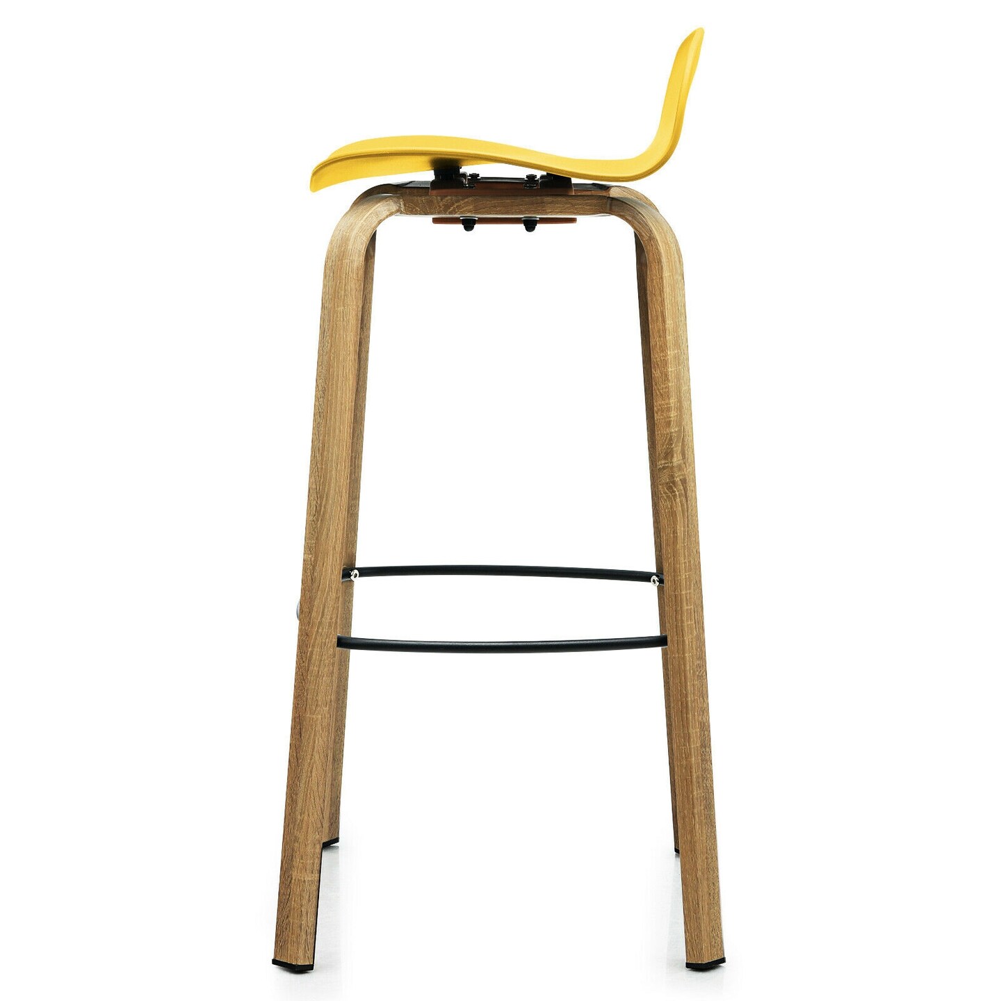 Set of 2 Modern Pub Barstools with Ergonomic Low Back and Iron Frame Footrest