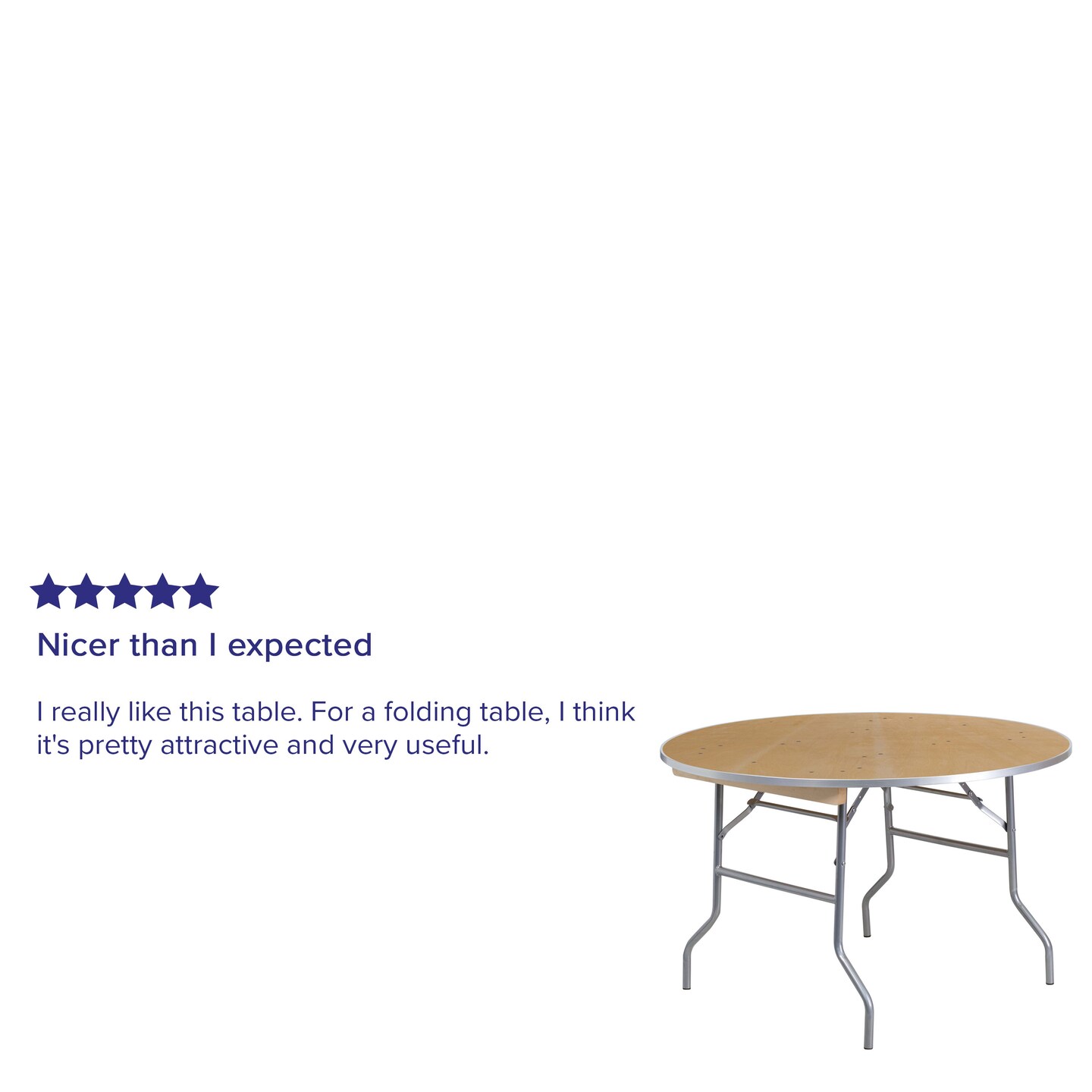 Emma and Oliver 4-Foot Round HEAVY DUTY Birchwood Folding Banquet Table with METAL Edges