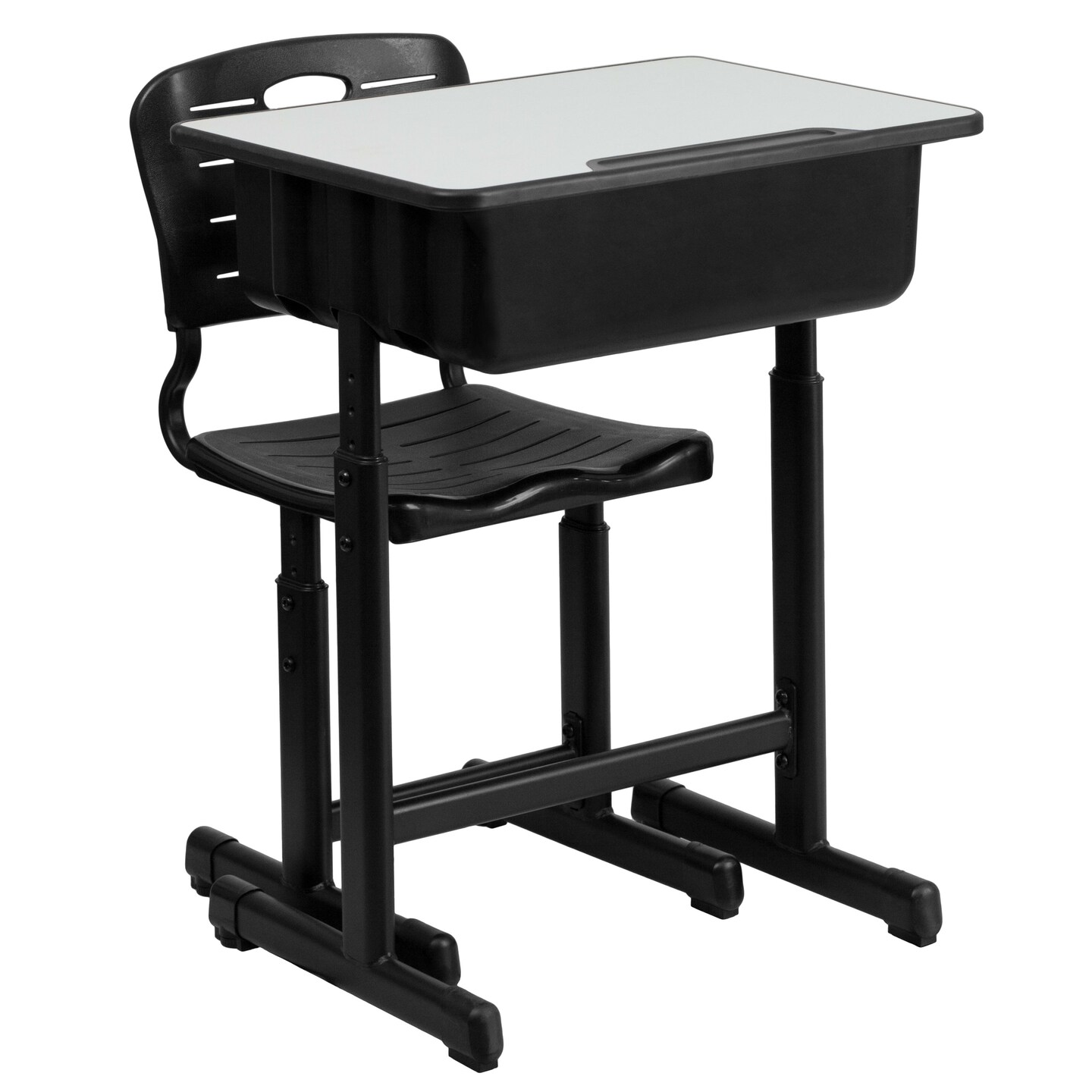 Emma and Oliver Adjustable Height Student Desk and Chair with Pedestal Frame