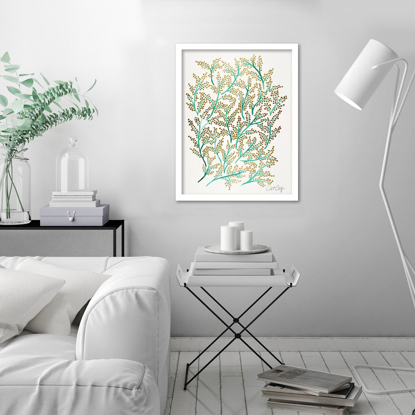 Green And Gold Branches by Cat Coquillette Frame  - Americanflat