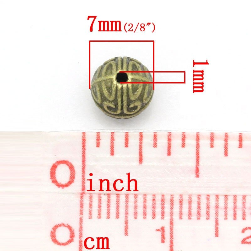 *50* 7mm Antique Bronze Round Spacer Beads