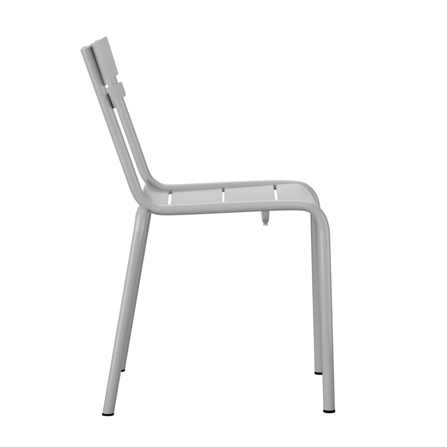 Emma and Oliver Rennes Armless Powder Coated Steel Stacking Dining Chair with 2 Slat Back for Indoor-Outdoor Use
